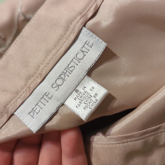 Petite Sophisticate Silk Embroidered Floral Fitted Dress Pants - Picture 9 of 9